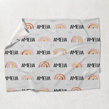 Custom Name Retro Rainbow - Personalized Newborn Blanket