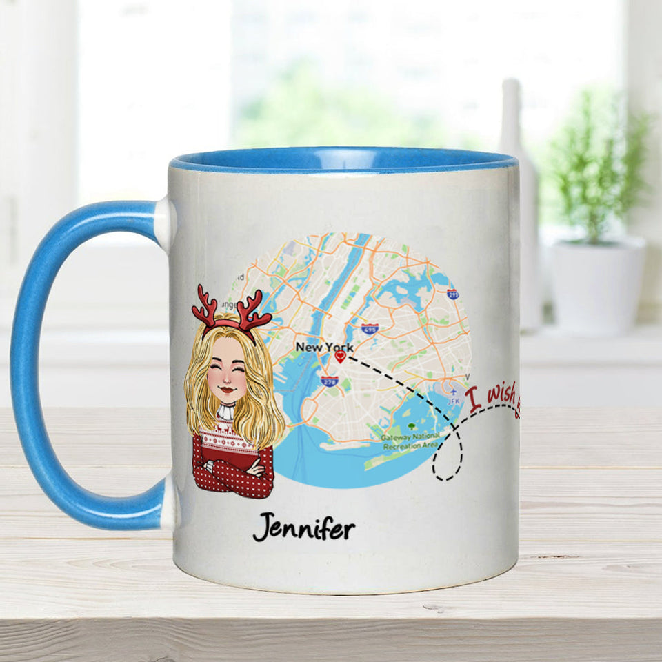 I Wish You Lived Next Door - Personalized Bestie Accent Mug