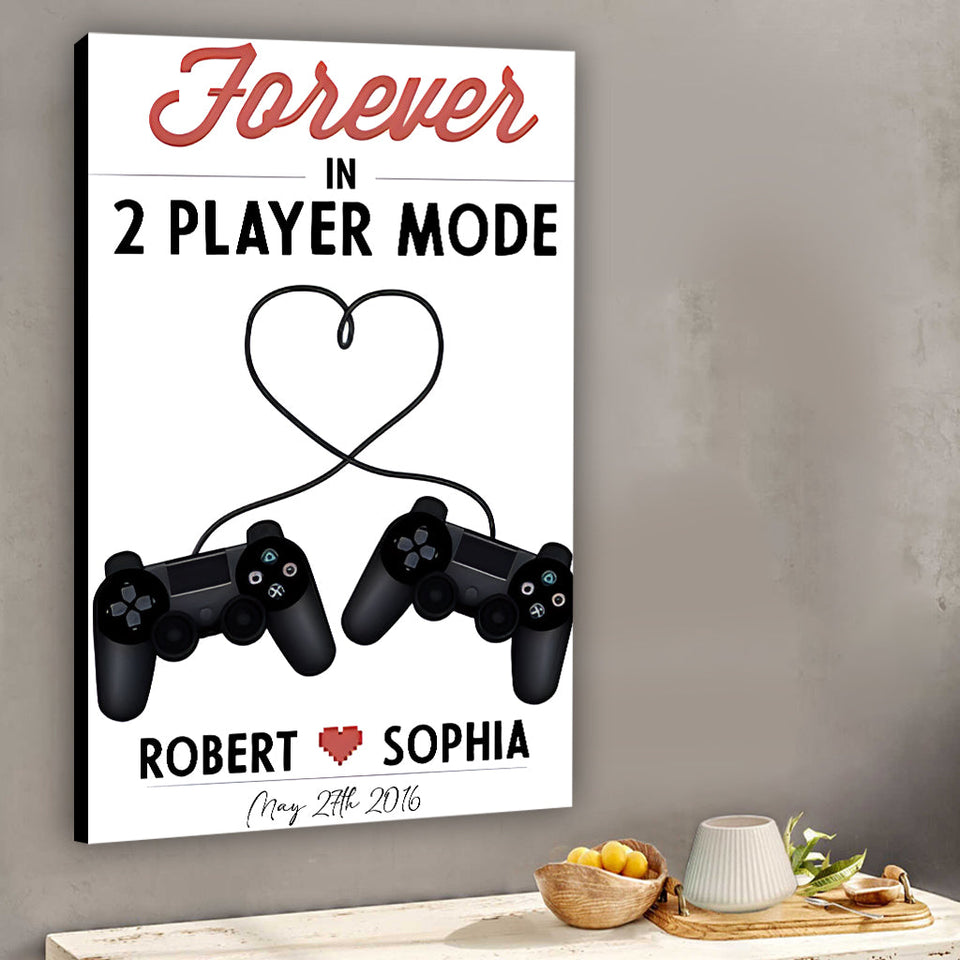 2 Player Mode - Personalized Video Game Canvas And Poster