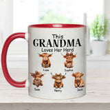 Grandma/ Nana/ Mimi... Loves Her Herd - Personalized Grandma Accent Mug