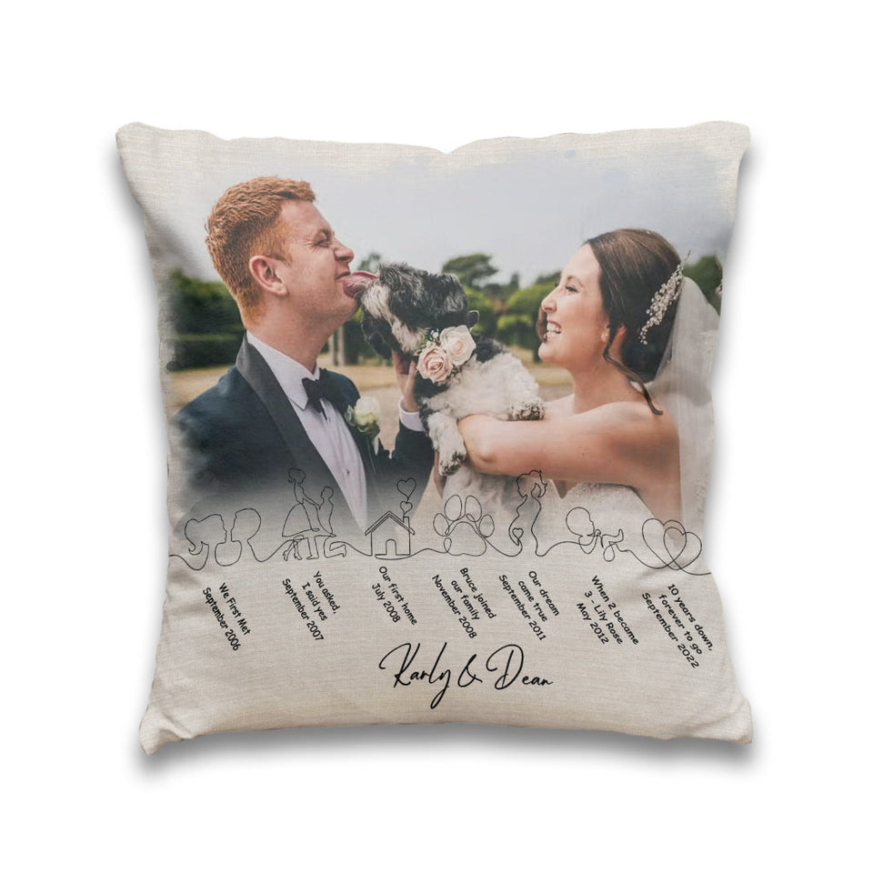 Our Story So Far - Personalized Husband And Wife Throw Pillow