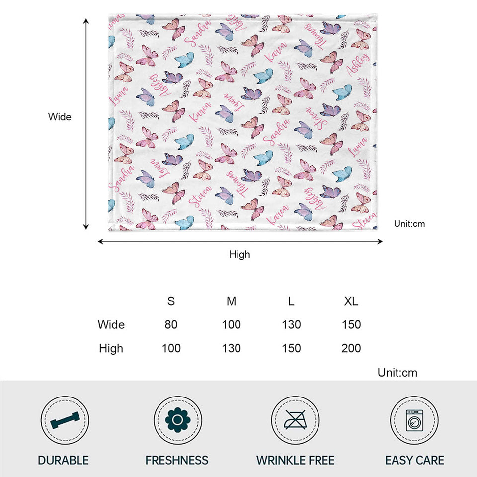 Butterfly Custom Name - Personalized Family Blanket