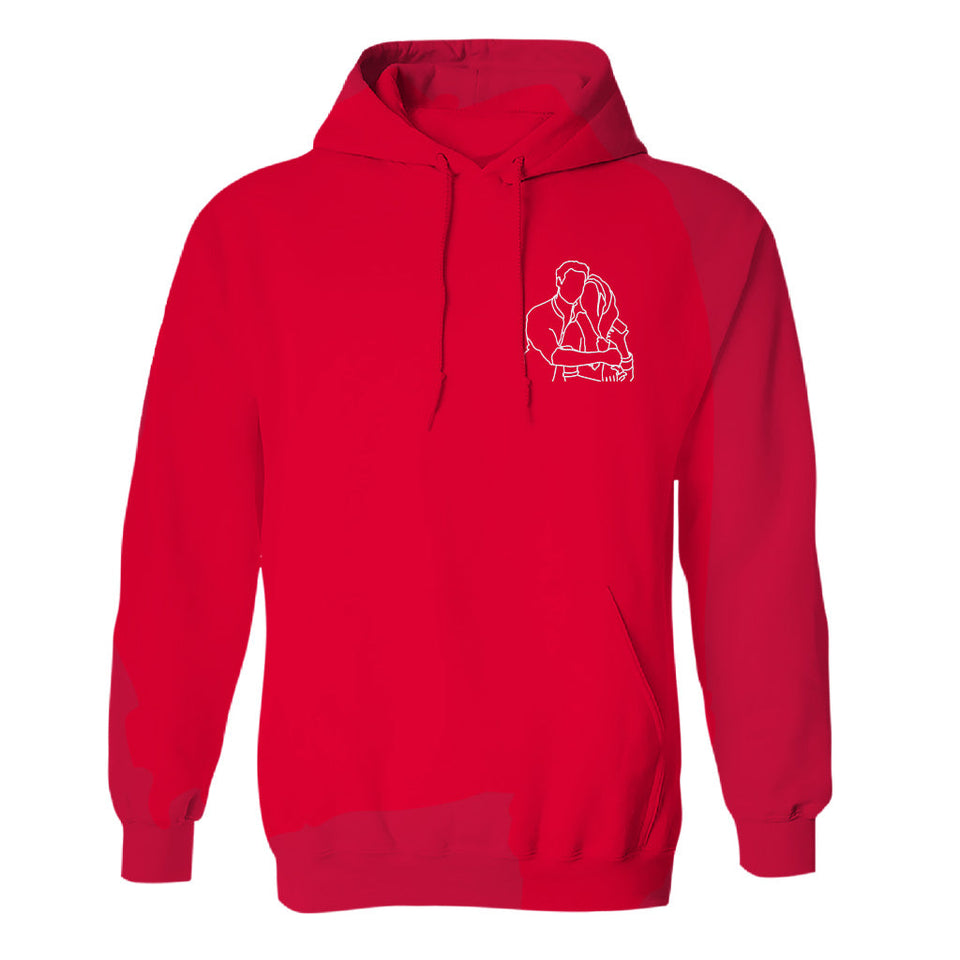 Custom Line Art - Personalized Couple Embroidered Hoodie