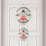 Please Be Mindful - Personalized Yoga Round Wood Sign