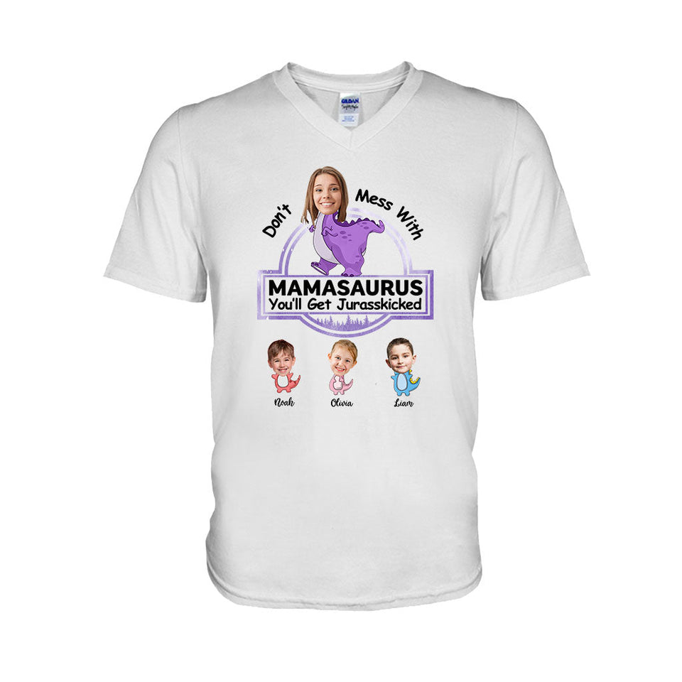 Don't Mess With Mamasaurus Jurasskicked - Personalized Mother T-shirt And Hoodie