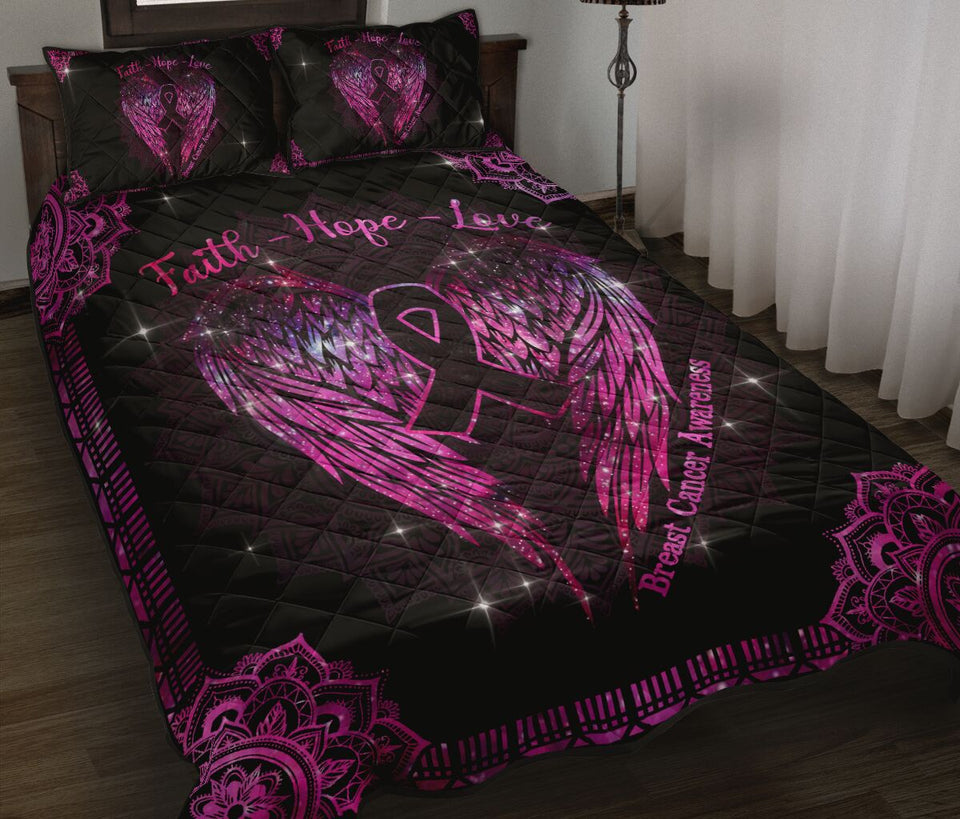 Faith Hope Love Breast Cancer Awareness  Quilt Set 0622