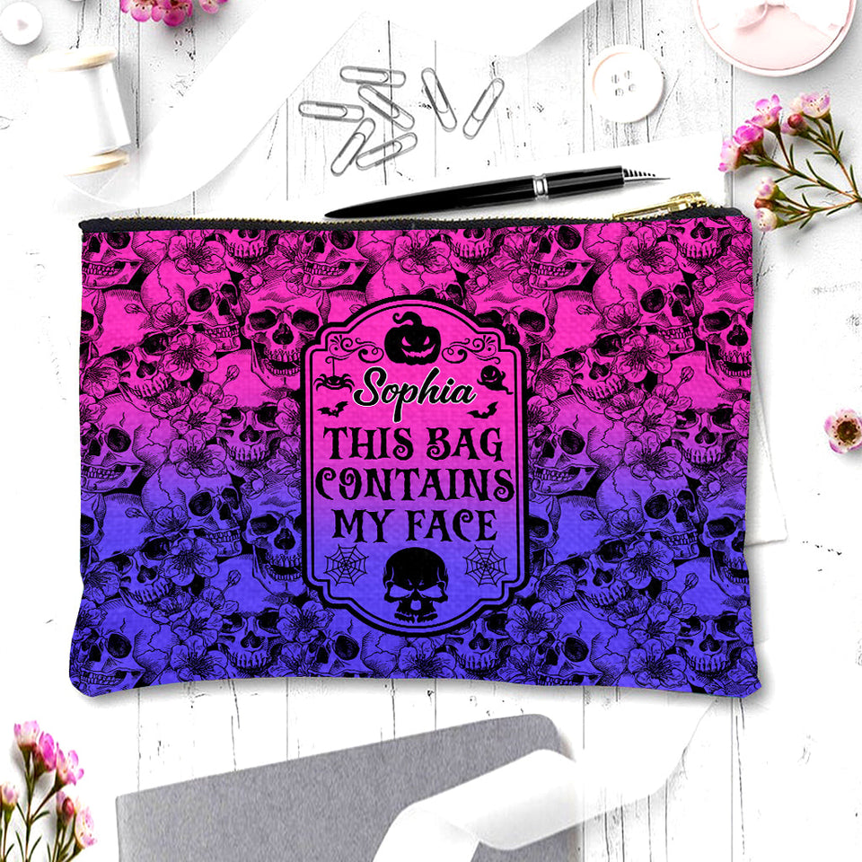 This Bag Contains My Face - Personalized Skull Pouch
