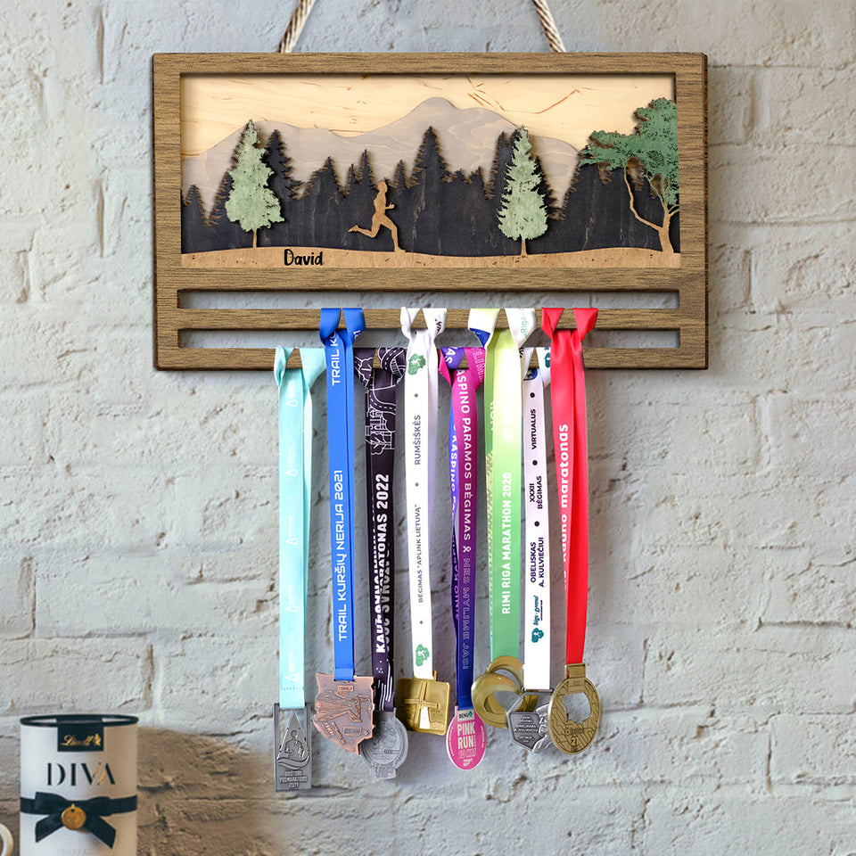 Medal Display - Personalized Running 2 Layered Wood Sign / Wood Plaque