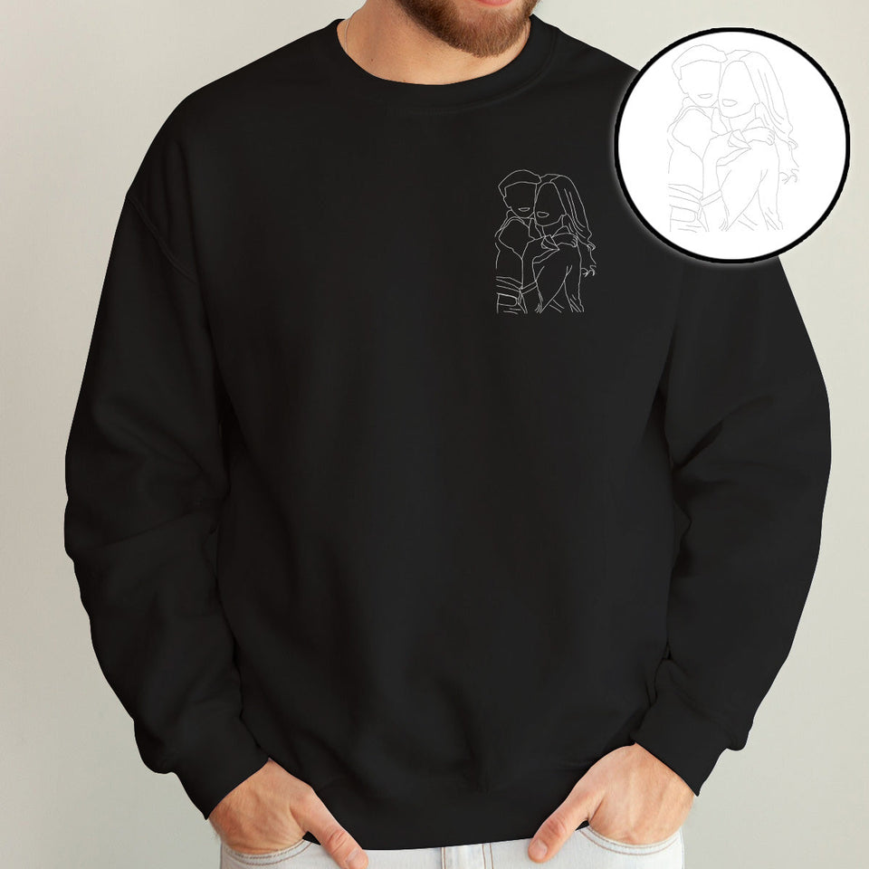 Custom Line Art - Personalized Mother Embroidered Sweater