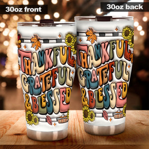 Thankful Grateful Blessed - Thanksgiving Tumbler