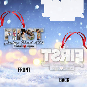 First Christmas Married - gift for husband, wife - Personalized Transparent Ornament
