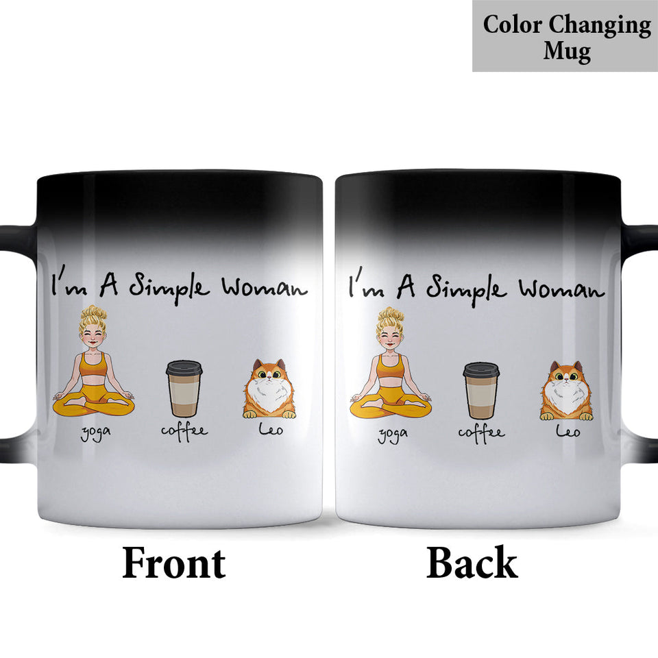 I'm A Simple Woman - Yoga gift for dog lover, cat lover, cat lover - Personalized Mug