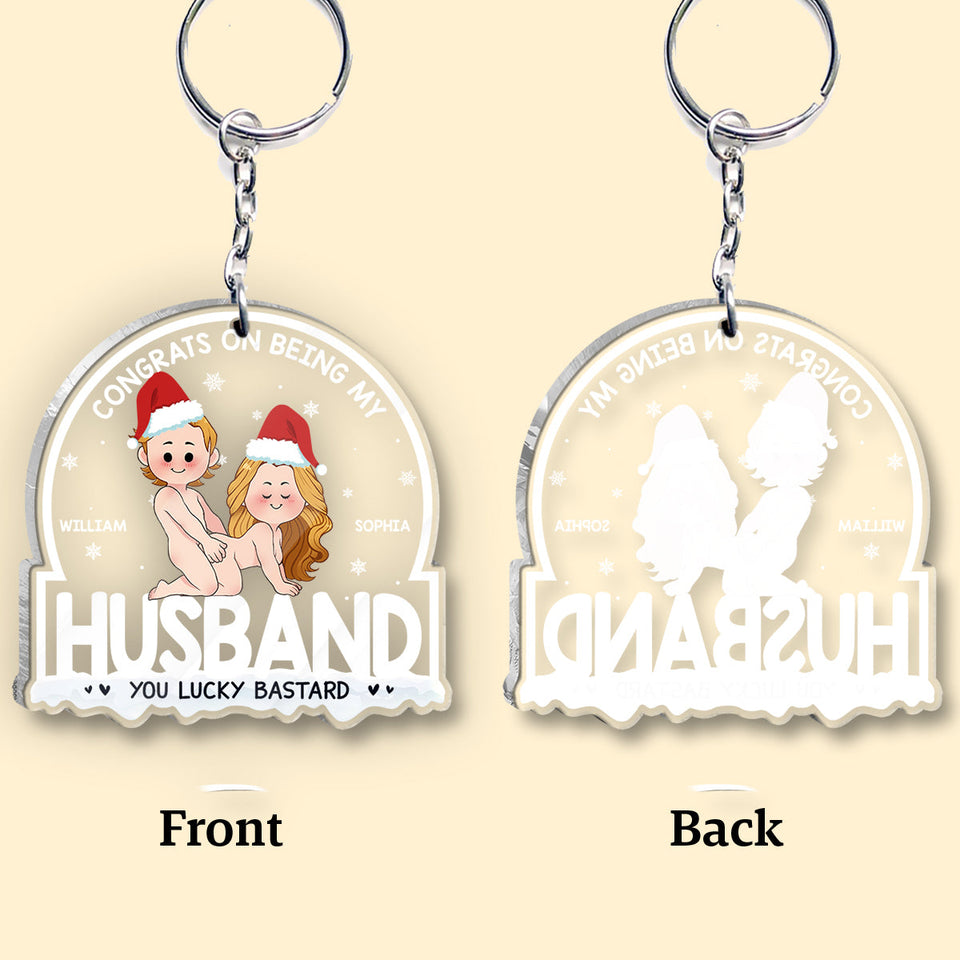 Congrats On Being My Husband - Personalized Couple Keychain