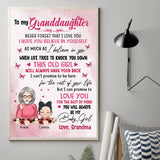 To My Granddaughter - Personalized Grandma Canvas And Poster