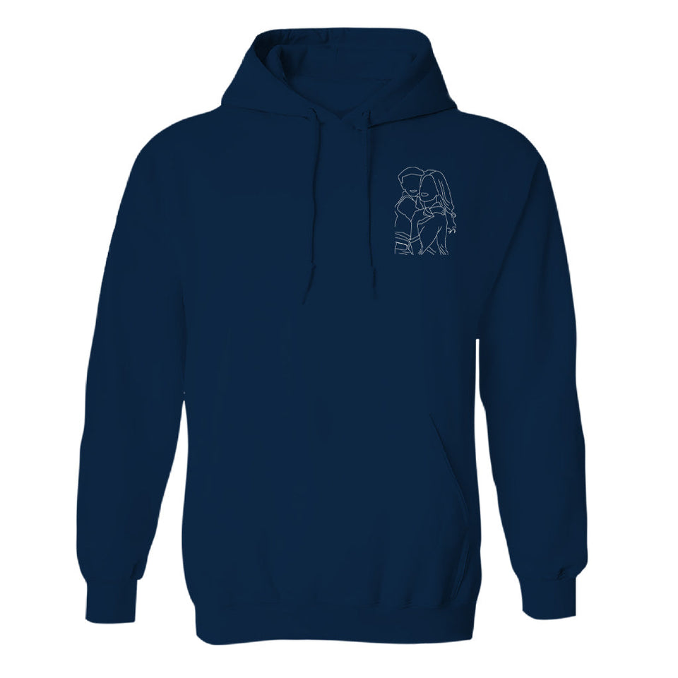 Custom Line Art - Personalized Step Mom Embroidered Hoodie