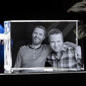 Custom Photo - Personalized Son Laser Engraving 3D Cuboid Shaped Crystal Lamp