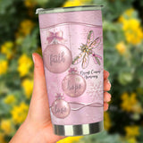 Gobelet isotherme Faith Hope Love - Sensibilisation au cancer du sein avec motif métallique imprimé 0622