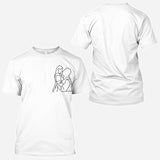 Custom Line Drawing Portraits - Personalized Husband And Wife All Over Shirt