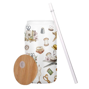 Love Sewing - Personalized Sewing Can Glass