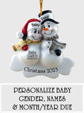 Snowman Couple Expecting Parents - Personalized Pregnancy Ornament