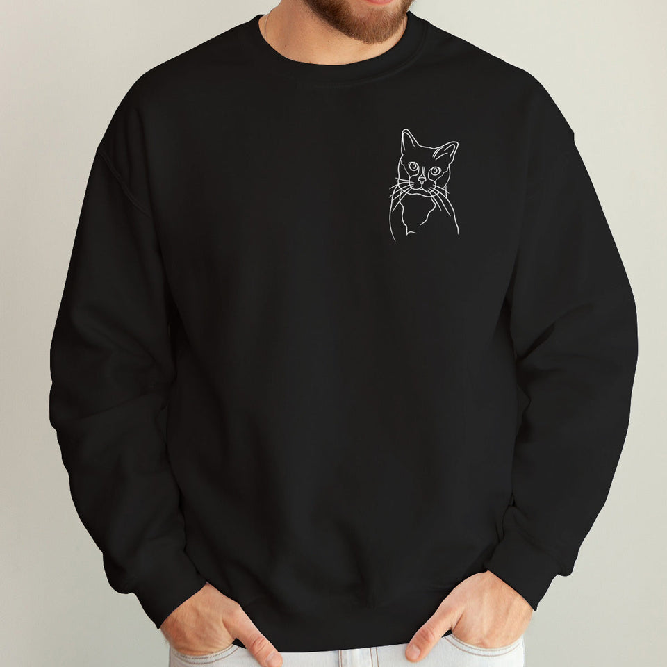 Custom Line Art - Personalized Cat Embroidered Sweater