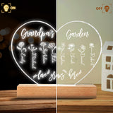 Grandma's Garden - Gift for grandma, mom, aunt, grandpa - Personalized Shaped Plaque Light Base