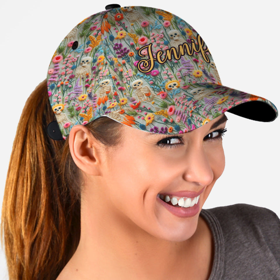 Floral Skeleton - Personalized Skull Classic Cap