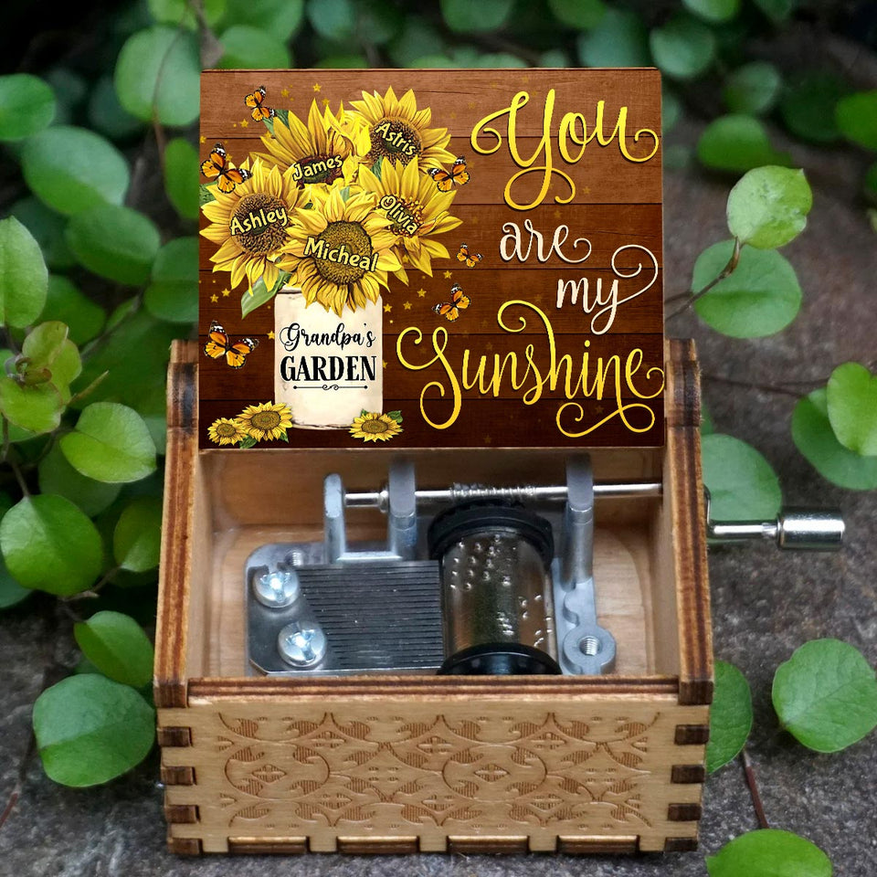 You Are My Sunshine - Gift for grandma, dad, mom, grandpa - Personalized Hand Crank Music Box