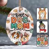Best Dod Mom / Cat Mom / Dog Dad / Cat Dad Ever - Gift for dog lovers, cat lover - Personalized Ceramic Oval Ornament