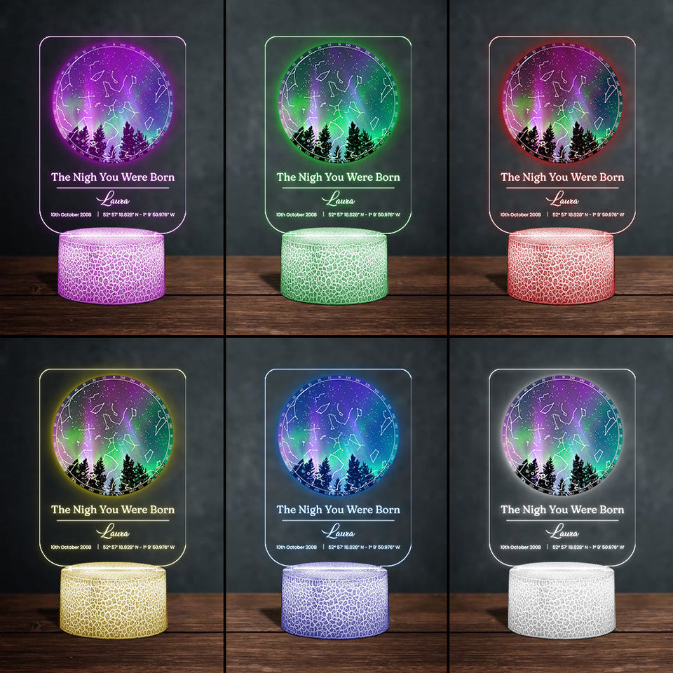 The Day You Were Born - Personalized Birthday Shaped Plaque Light Base