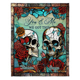 Skull Couple - Skull gift for husband, wife, boyfriend, girlfriend - Personalized Blanket