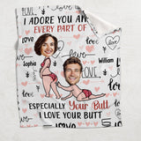 I Adore You And Love Every Part Of You Custom Face Upload Image - Personalized Couple Blanket