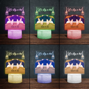 Let's Stay In Bed - Personalized Couple Shaped Plaque Light Base