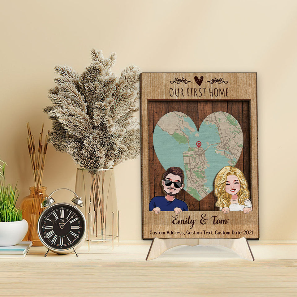 Our First Home - Personalized Housewarming 2 Layered Wood Sign / Wood Plaque