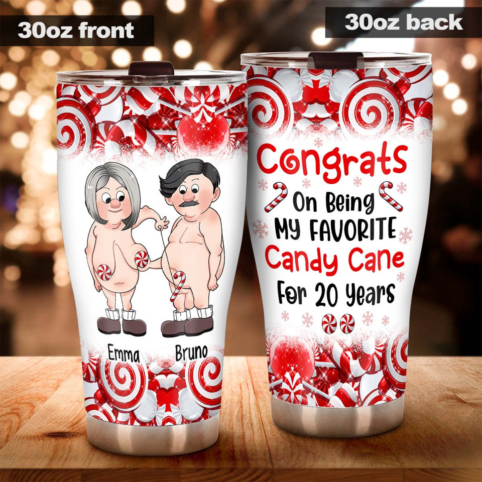 Congrats On Being My Favorite Candy Cane - gift for husband, wife, girlfriend, boyfriend - Personalized Tumbler