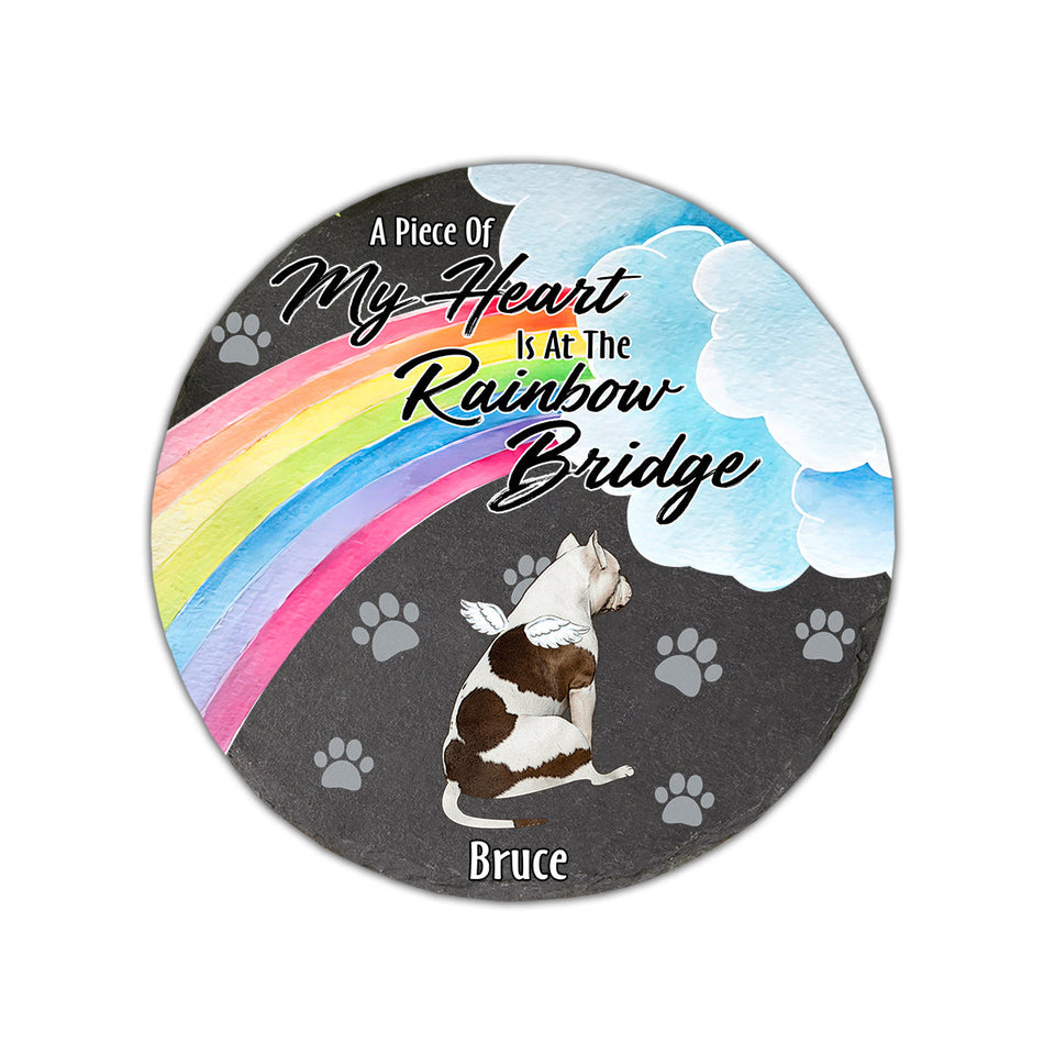 A Piece Of My Heart - Personalized Dog Round Shaped Stone