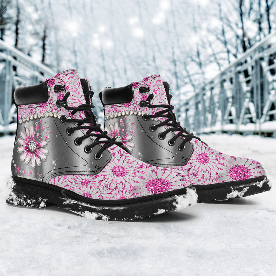 Never Give Up Breast Cancer Awareness All Season Boots 0622