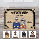 The World's Best Grandparents/Grandma/Grandpa Live Here - Personalized Grandma Doormat