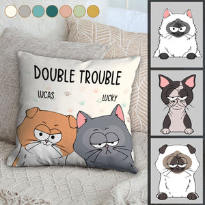 Double Trouble - Personalized Cat Throw Pillow