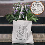Custom Photo Line Art - Personalized Dog Embroidered Tote Bag