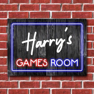 Game Room - Personalized Video Game Rectangle Metal Sign