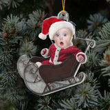 Cute Baby Sled - Personalized Newborn Transparent Ornament