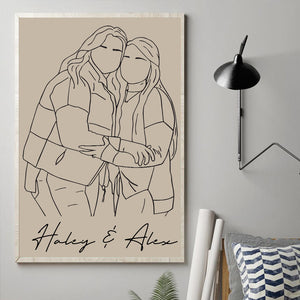 Besties Line Art - Personalized Bestie Canvas And Poster