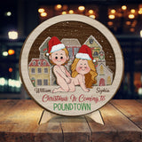 Merry Christmas In Poundtown - gift for girlfriend, boyfriend, husband, wife - Personalized 2 Layered Wood Sign / Wood Plaque