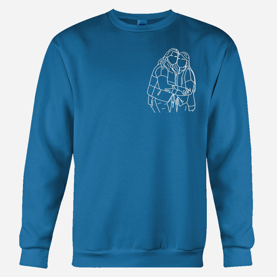 Custom Line Art - Personalized Sibling Embroidered Sweater