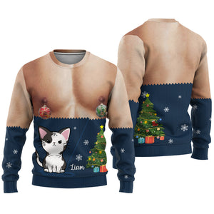 Merry Christmas - Personalized Cat Ugly Sweater