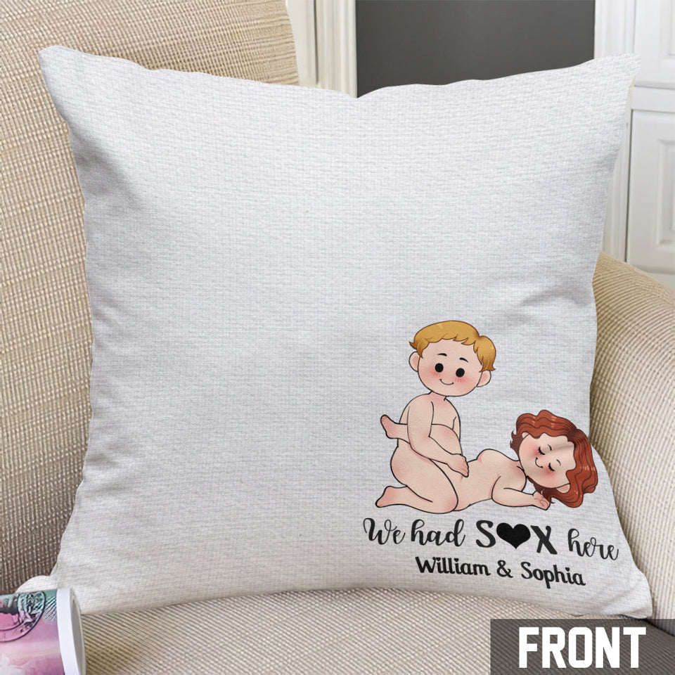 We Did It Here - Personalized Couple Throw Pillow