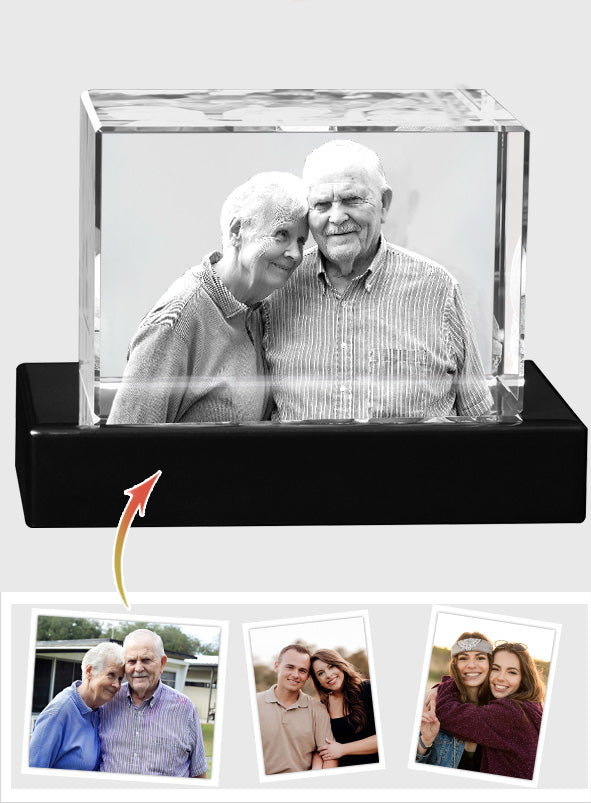 Lampe en cristal 3D cubique gravée au laser avec photo personnalisée - Souvenir personnalisé
