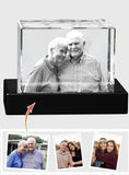 Lampe en cristal 3D cubique gravée au laser avec photo personnalisée - Souvenir personnalisé
