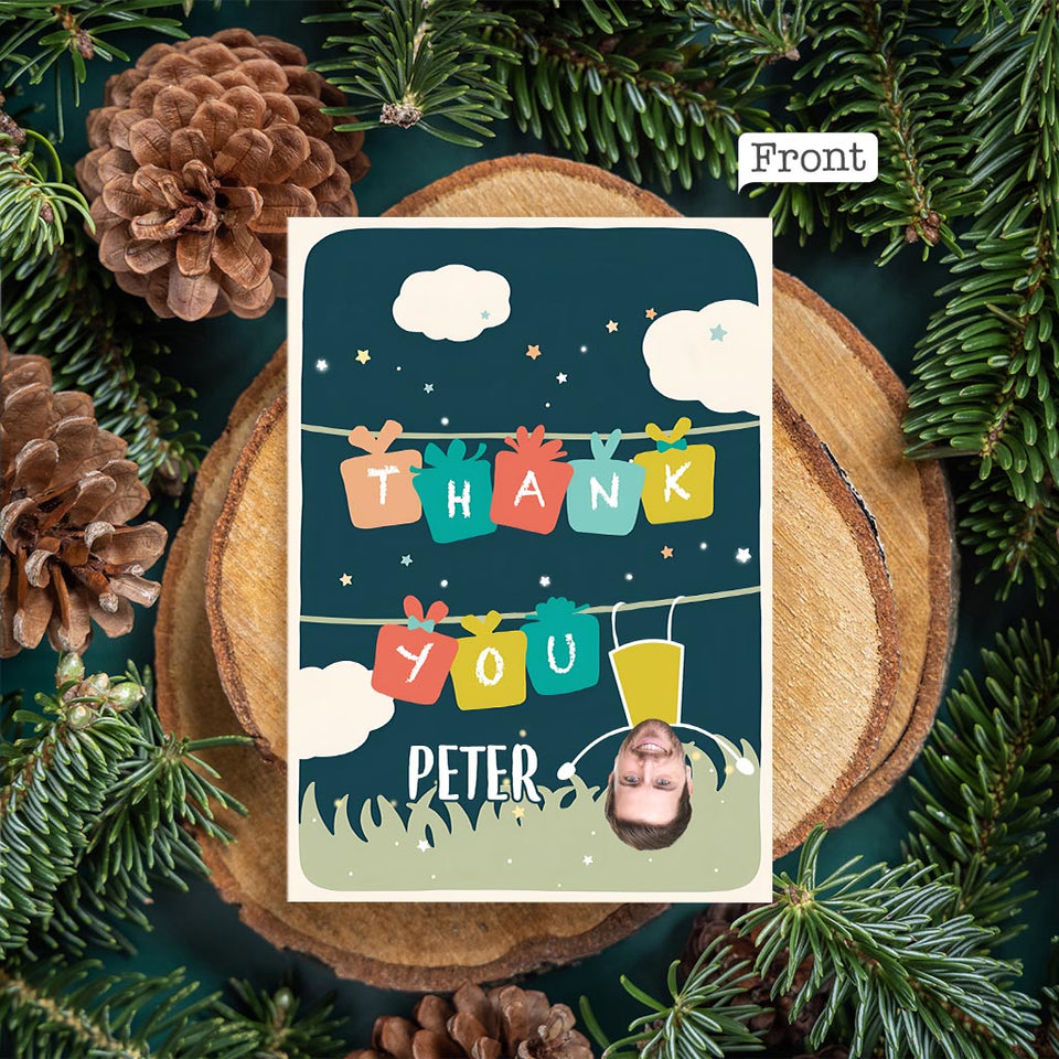 Thank You / I Love You - Photo Upload Hanging Man - Personalized Greeting Card